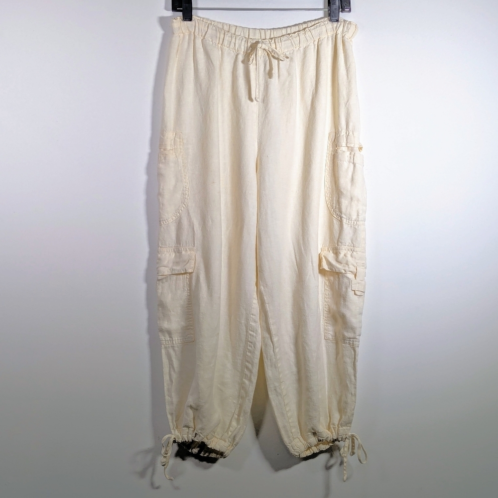 Flax Linen Cargo Jogger‎ Pants S